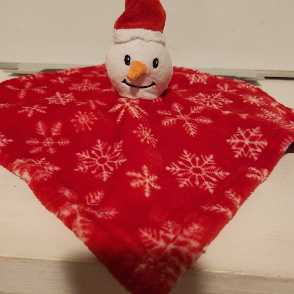 HB Snowman lovey with snowflake security blanket.